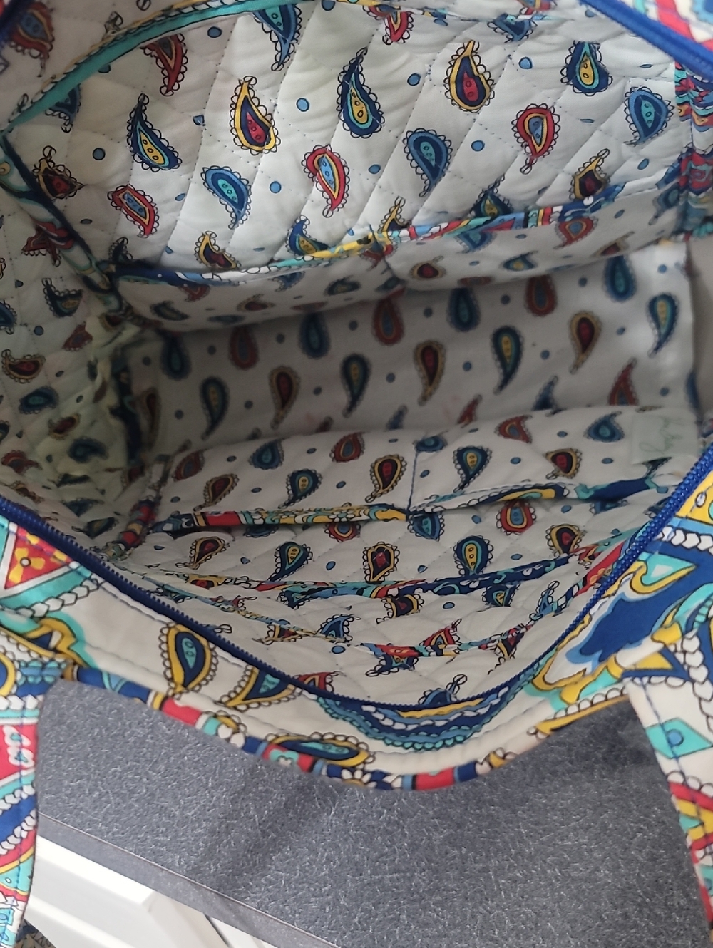 Vera Bradley Paisley Quilted Tote in Blue, Yellow, Red - Picture 2 of 2